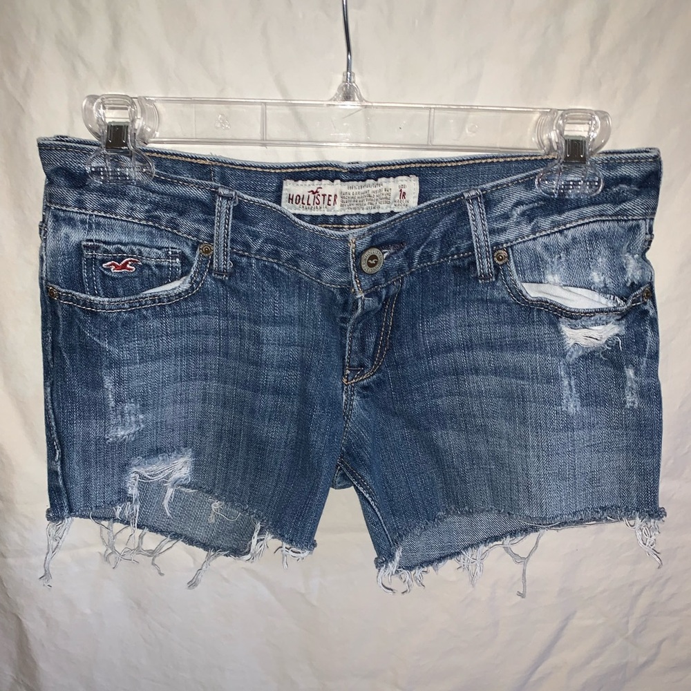 Hollister distressed light denim shorts
